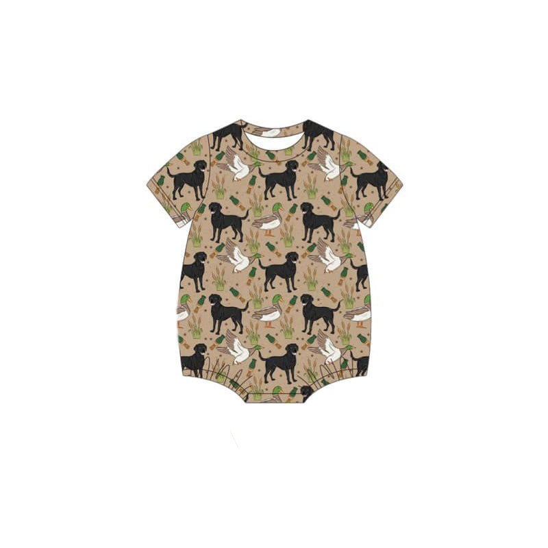 Baby Boys Green Short Sleeves Pocket Top Dogs Ducks Short Hunting Set