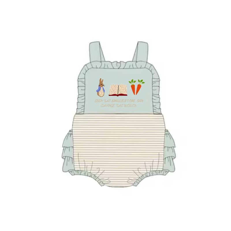 Baby Boys Aqua Short Sleeves Bunny Carrots Top Stripe Pockets Short Easter Set