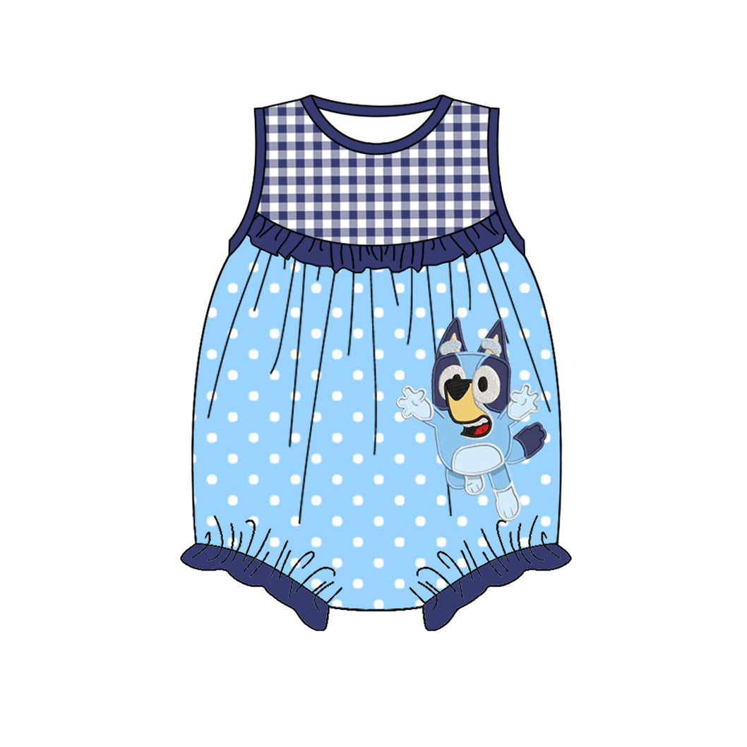 Baby Girls Blue Dots Dogs Tunic Ruffle Shorts Clothes Sets