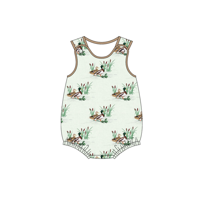 Baby Boys Brown Short Sleeves Pocket Top Ducks Shorts Set