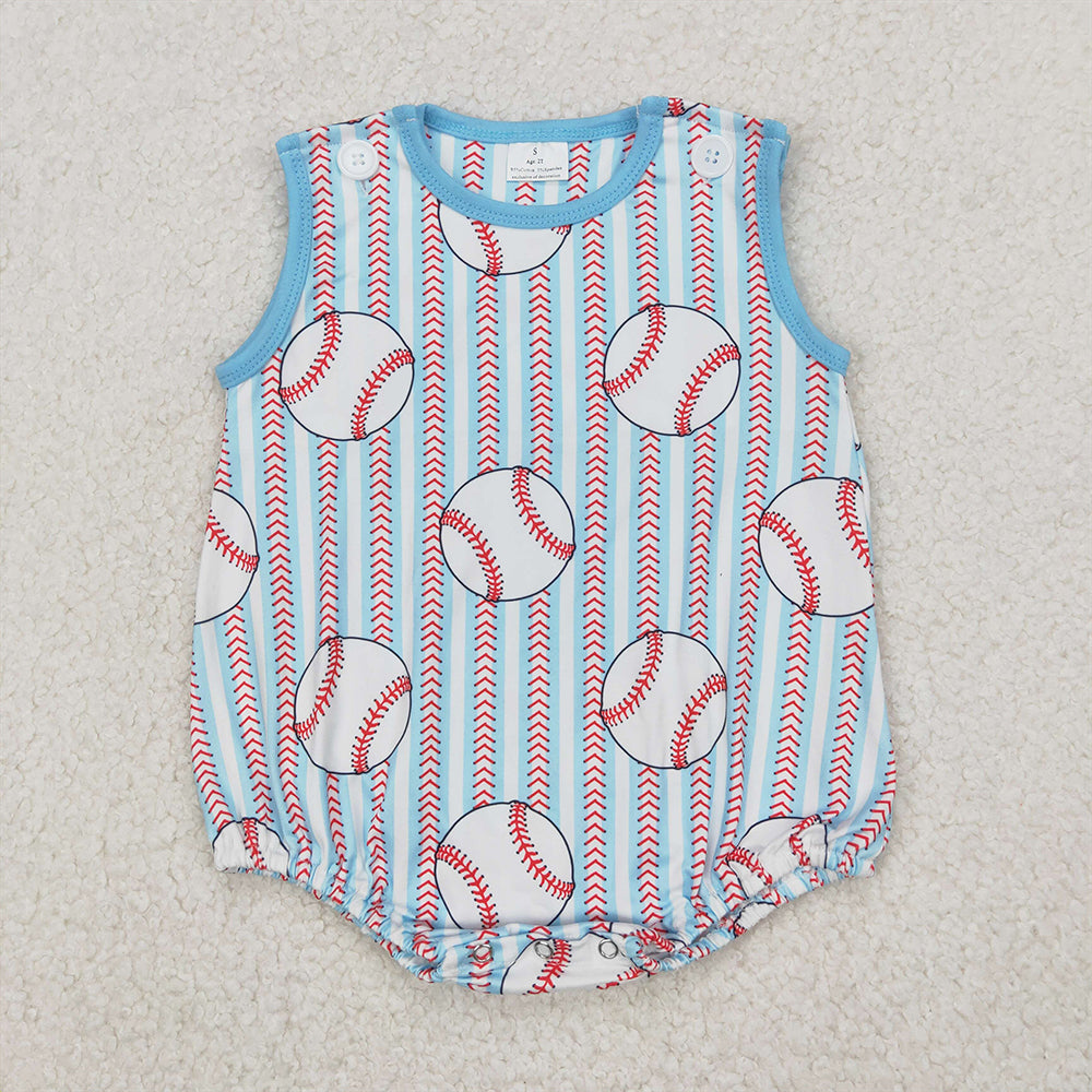 4.14 SR2743 RTS NO MOQ Baby Boys Summer Rompers  Sleeveless baseball baby boys summer romper