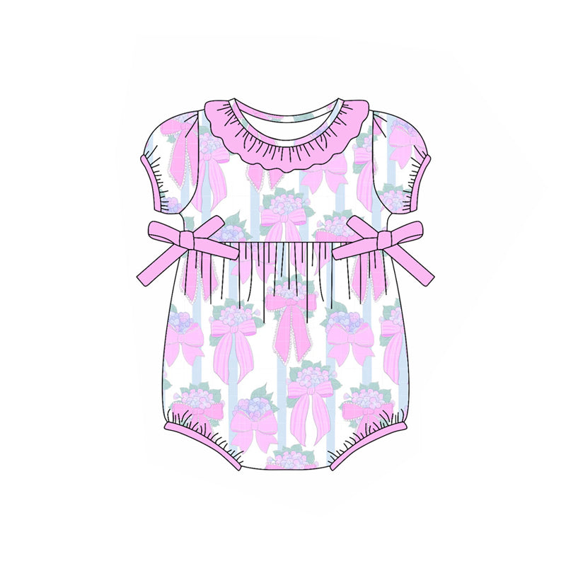 Girls Sleeveless Floral Bow Tunic Short Set Pink Casual Comfortable Clothing for Kids