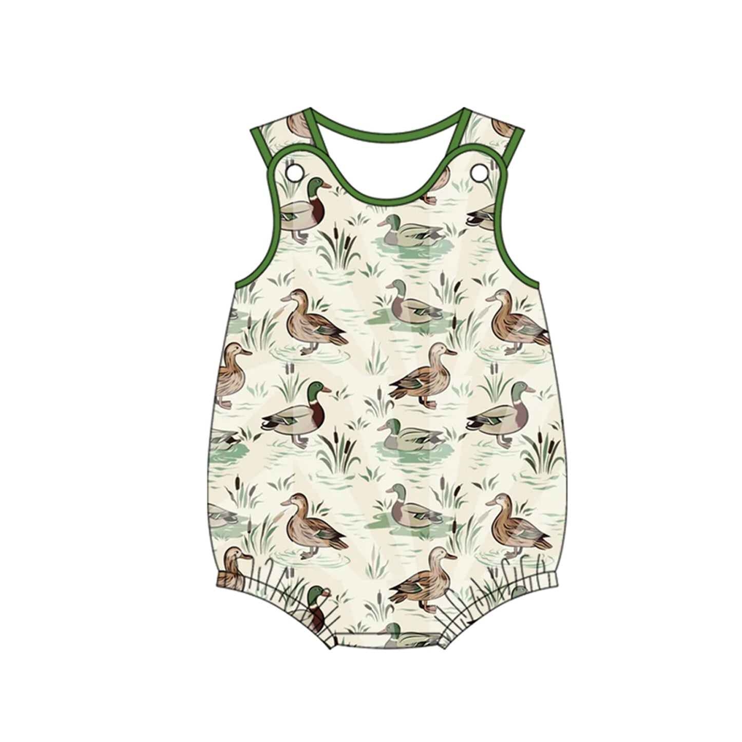 Girls Duck Halter Top Green Ruffle Shorts Outfit Set Cute Animal Print Halter Neck Short Sleeve Matching Clothing Set