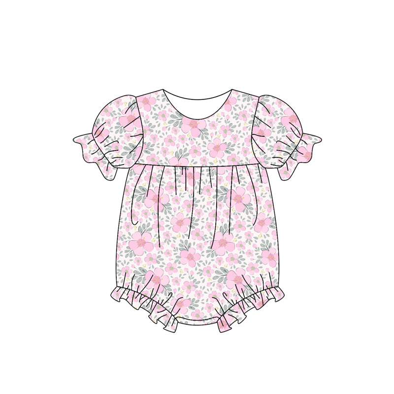Girls Outfit Short Sleeve Pink Floral Tunic Top with Ruffle Shorts Set Cute Children's Clothing for Ages 5-12