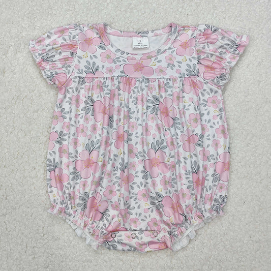 SR2782 New Rts No Moq 8-9 Days By Air Arrived it Short sleeves pink floral baby girls spring summer romper