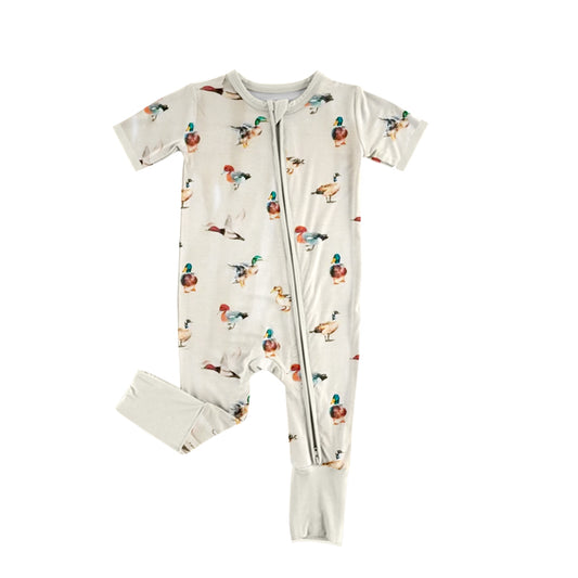 SR2789Duck Baby Kids Zipper Romper Short Sleeves Comfortable Soft Material Cute Animal Print for Infants