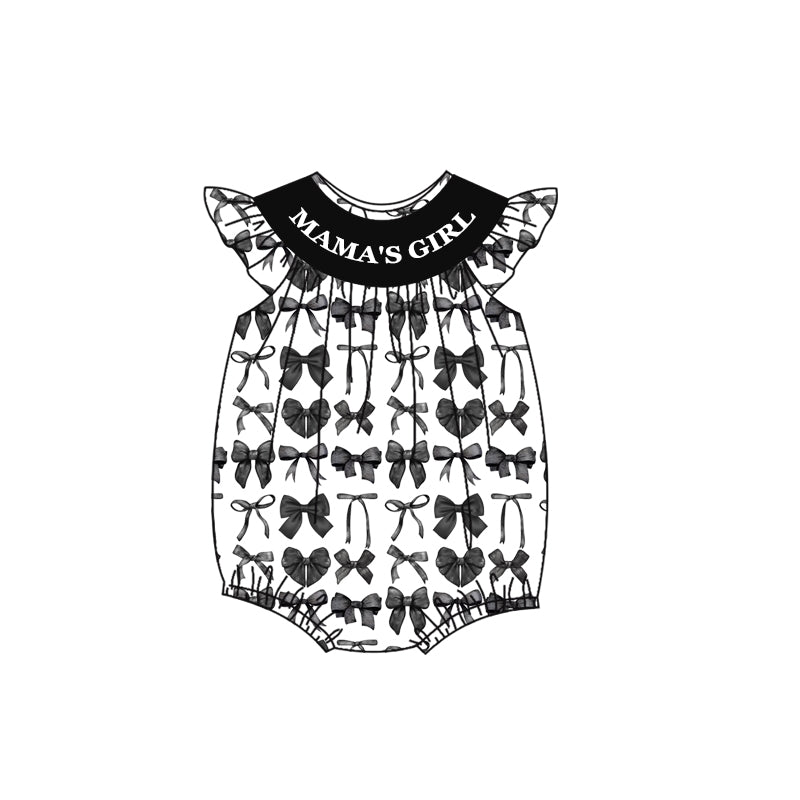 Baby Girls 'Mama's Girl' Outfit Set with Black Bows Tunic Top And Ruffle Shorts Adorable Children's Clothing Ensemble