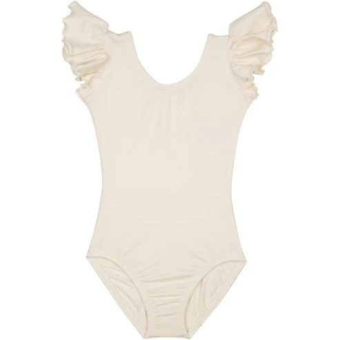 Beige Baby Girls Summer Romper with Flutter Sleeves Cute Infant Outfit for Warm Weather