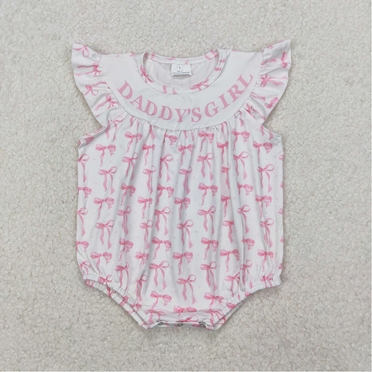 5.19  SR2806 RTS NO MOQ Daddy's girl pink bow baby girls summer romper