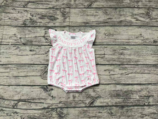 SR2806Daddy's Girl Pink Bow Baby Girls Summer Romper Little Girl's Cute Outfit Soft Cotton Clothing for Infants