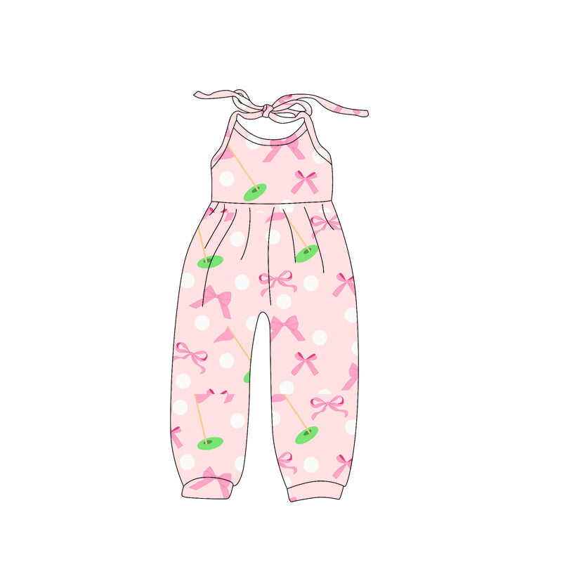 Baby Girls Halter Jumpsuit with Baseball Bow Stars Print for Infants Soft Cotton Romper for Newborn Photography Outfits