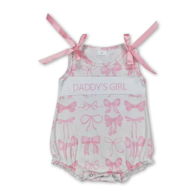 RTS Sibling Pink ruffle sleeveless daddy's girl bow baby kids dress and romper