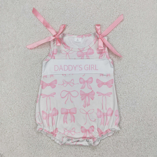 5.16 SR2818 RTS NO MOQ Baby Girls Summer Rompers Sleeveless pink bow daddy's girl summer romper