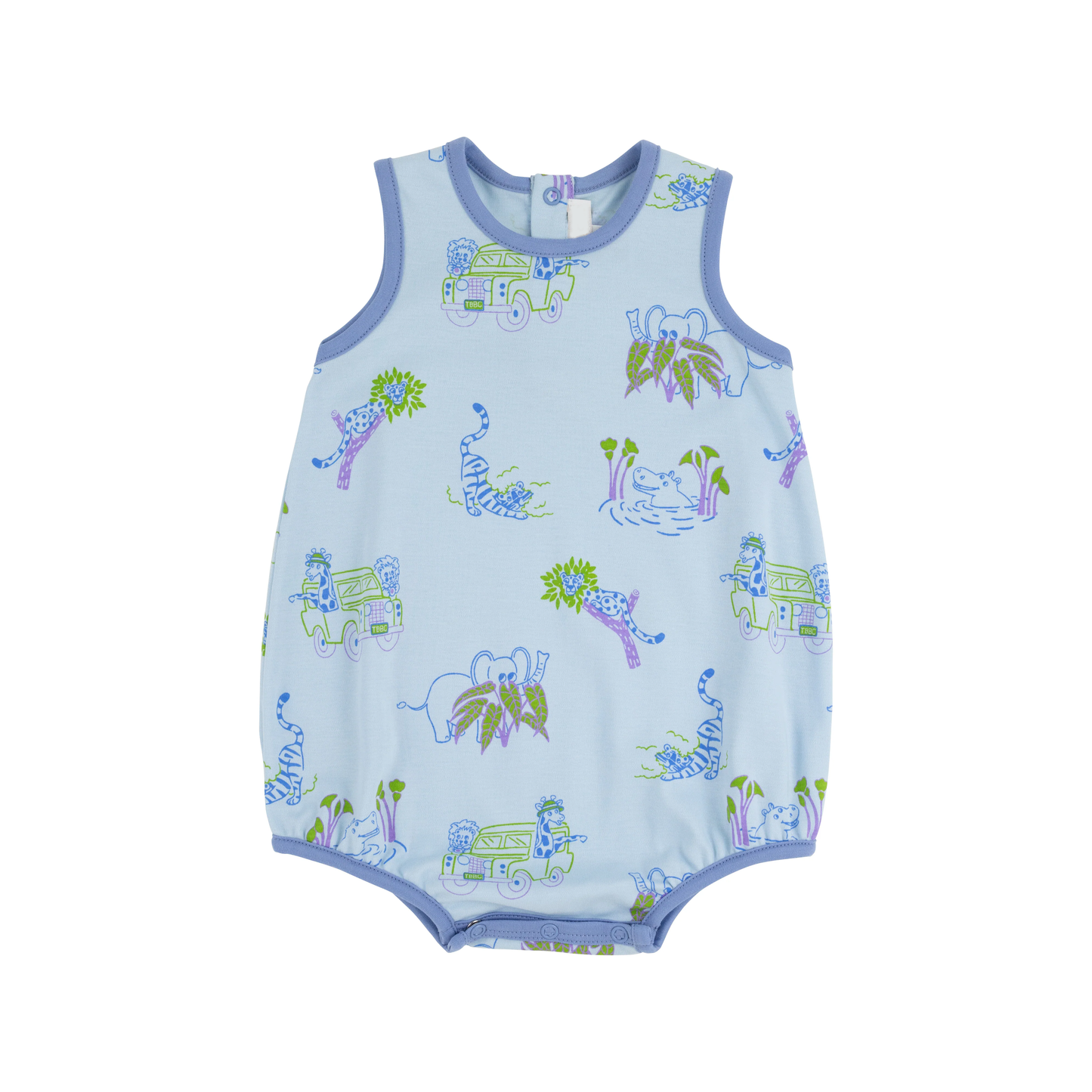 SR2819Cute Sleeveless Elephant Romper for Baby Boys' Summer Adventures