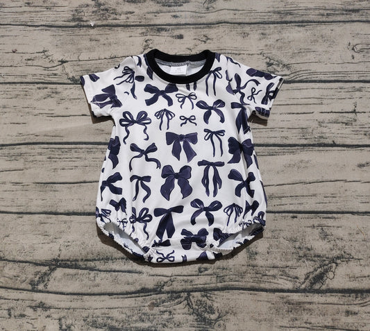 4.23 SR2820 Sample 10days Arrived RTS Short sleeves black bow baby girls summer romper