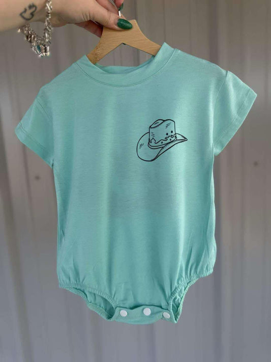 SR2822Adorable Cactus Rodeo Short Sleeves Hat Romper - Western Style for Baby Kids
