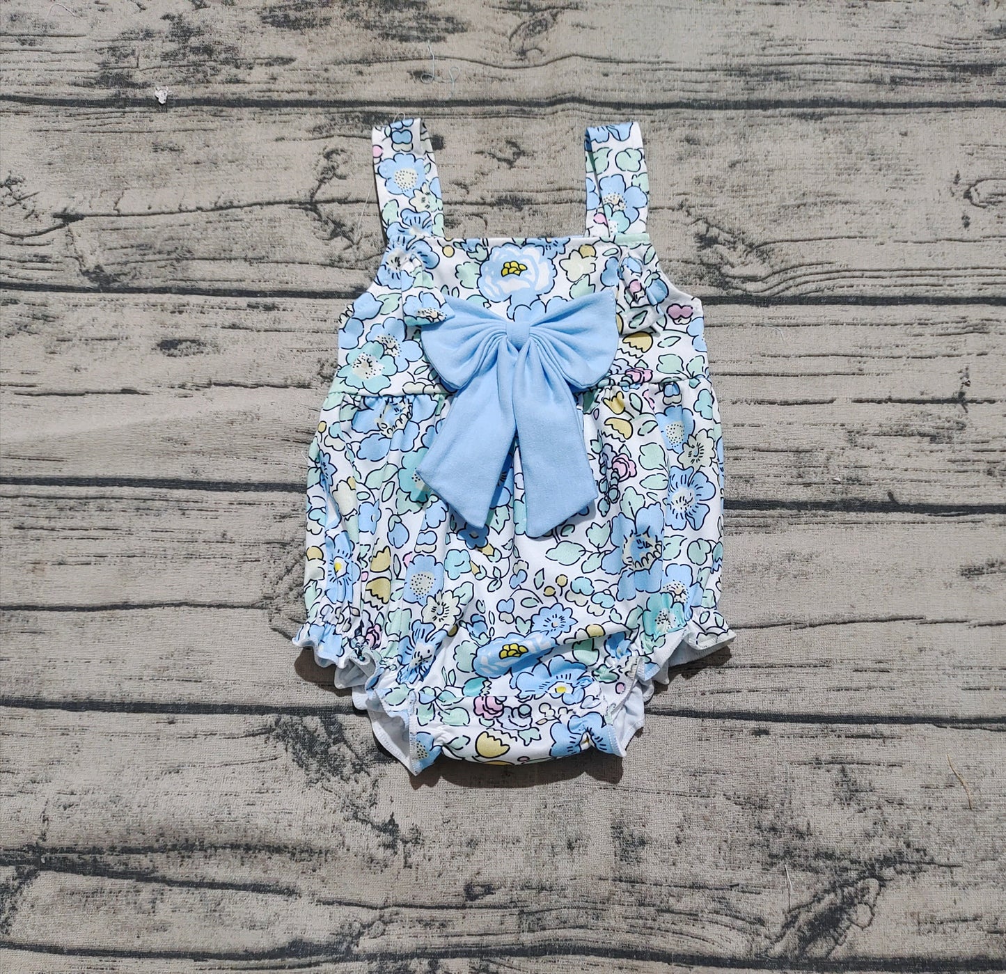4.23 SR2829 Sample 10days Arrived RTS Floral straps bow baby girls summer romper