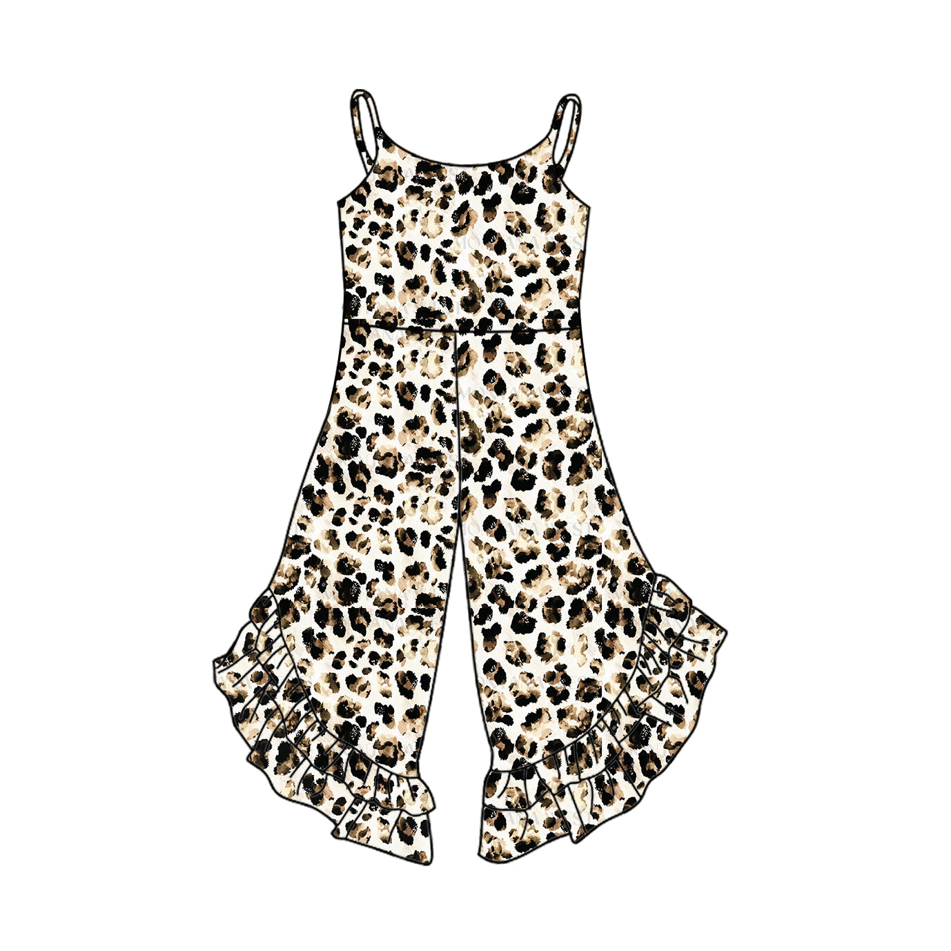 Adorable Baby Girls' Jumpsuit with Navy Straps, Bull Skull, Floral and Arrow Ruffle Details