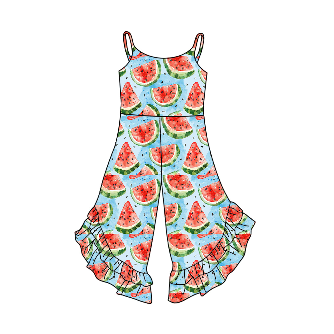 Adorable Baby Girls' Jumpsuit with Navy Straps, Bull Skull, Floral and Arrow Ruffle Details