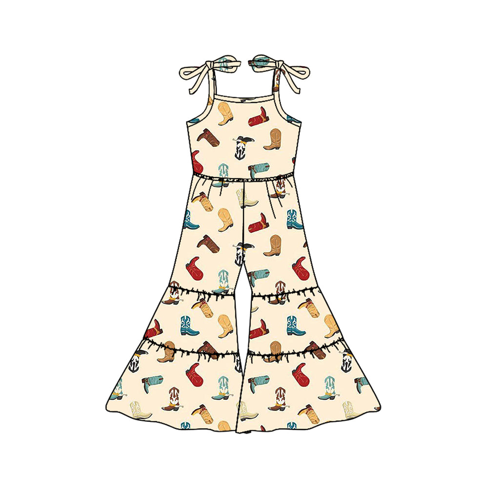 Adorable Short-Sleeved “I’m the Cowgirl in Town” Girls’ Clothes with Boots Style