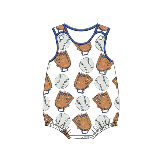 SR2843Charming Sleeveless Light Blue Baseball Romper for Baby Boys in Summer