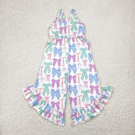 4.11 SR2847 RTS NO MOQ Baby Girls Summer Jumpsuits Baby Girls Strap Colorful Bows Ruffle Jumpsuits