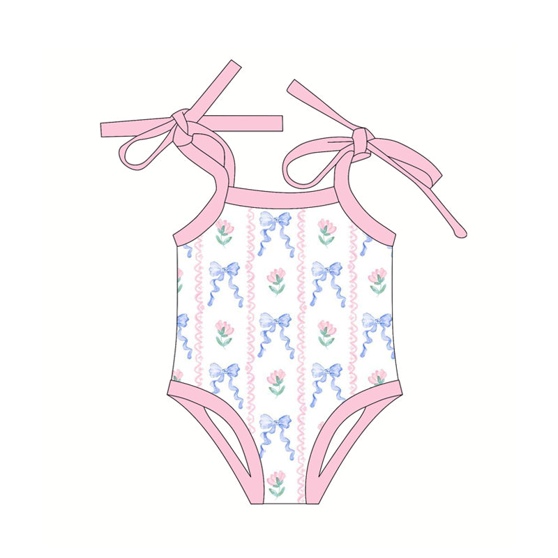 Girls' Floral Tunic, Pink Strap, Light Blue, Bow, Shorts, Clothes