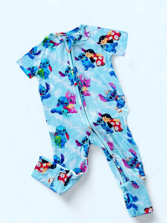 SR2869Light Blue Koala Baby Kids Zipper Romper Short Sleeves Comfortable Soft Clothing for Infants