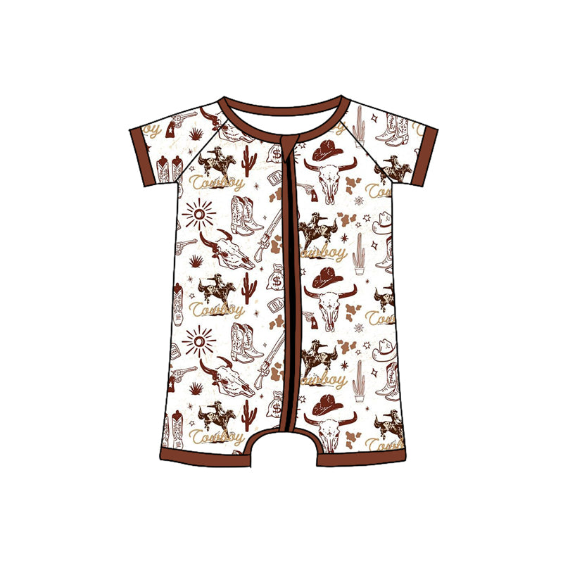 Kids Cactus Rodeo Cowboy Outfit Brown Pocket Top Western Theme Children's Costume for Parties And Plays