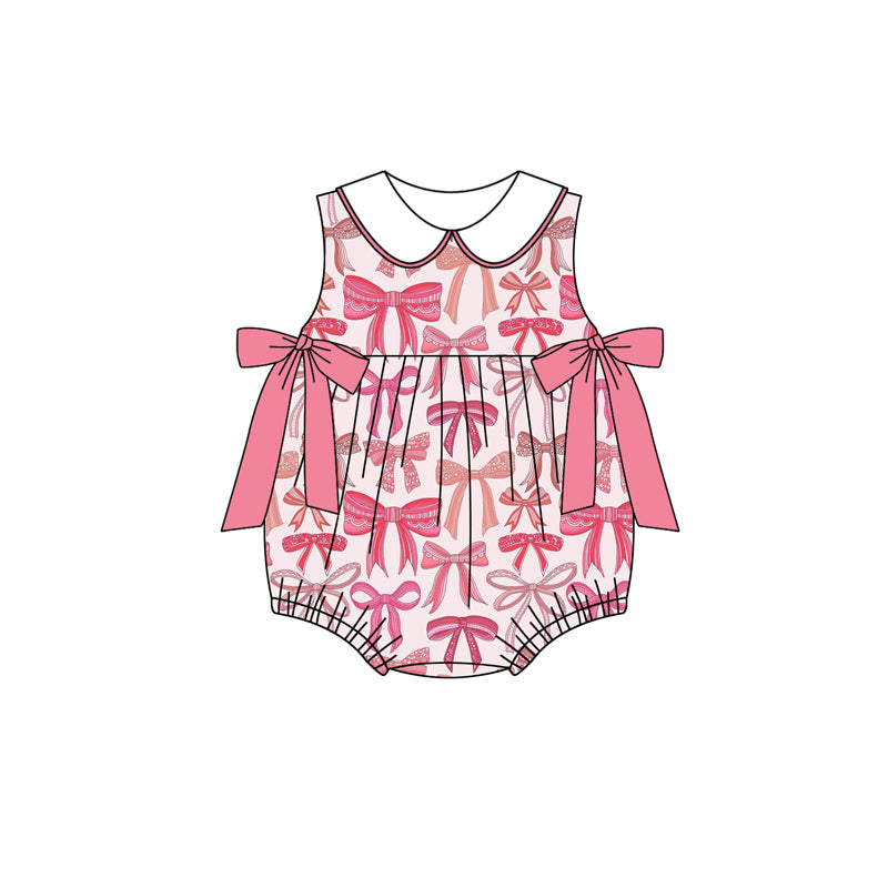 Girls Sleeveless Bow Pocket Tunic Short Set Pink Casual Comfortable Clothing for Kids