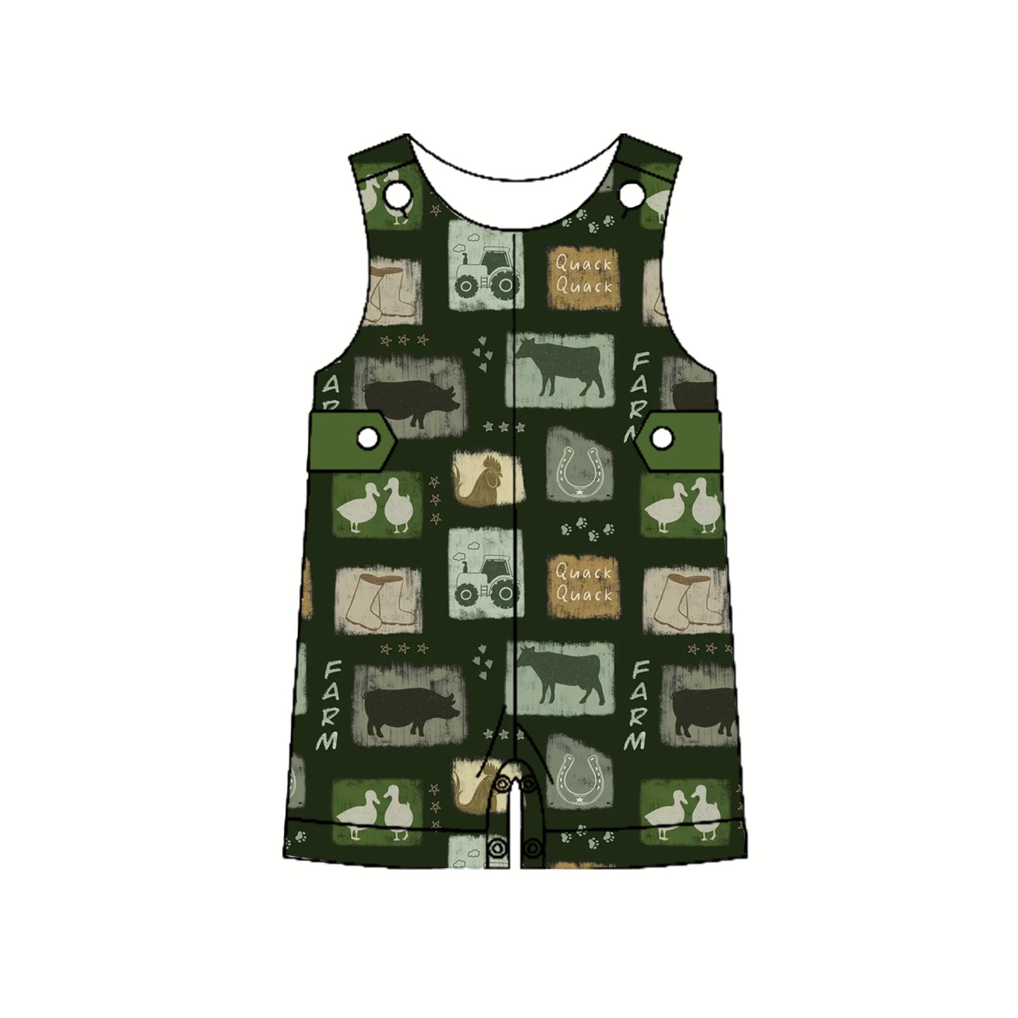 Farm Girls Outfit with Flutter Sleeves Cow Tractor Tunic And Shorts Set Cute Country Style Children's Clothing for Girls