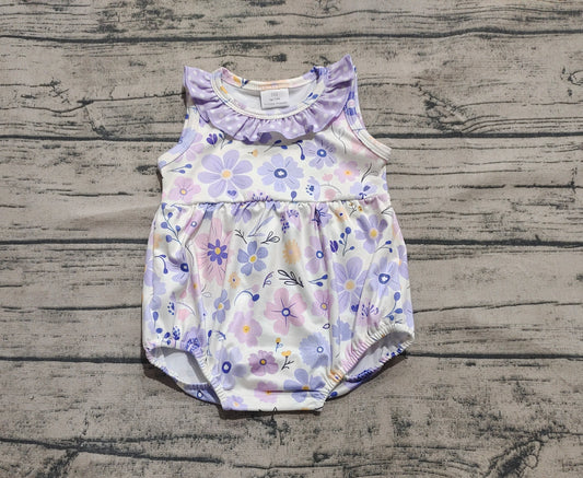 4.12 SR2883 Sample 10days Arrived RTS Sleeveless polka dots ruffle floral baby girls romper