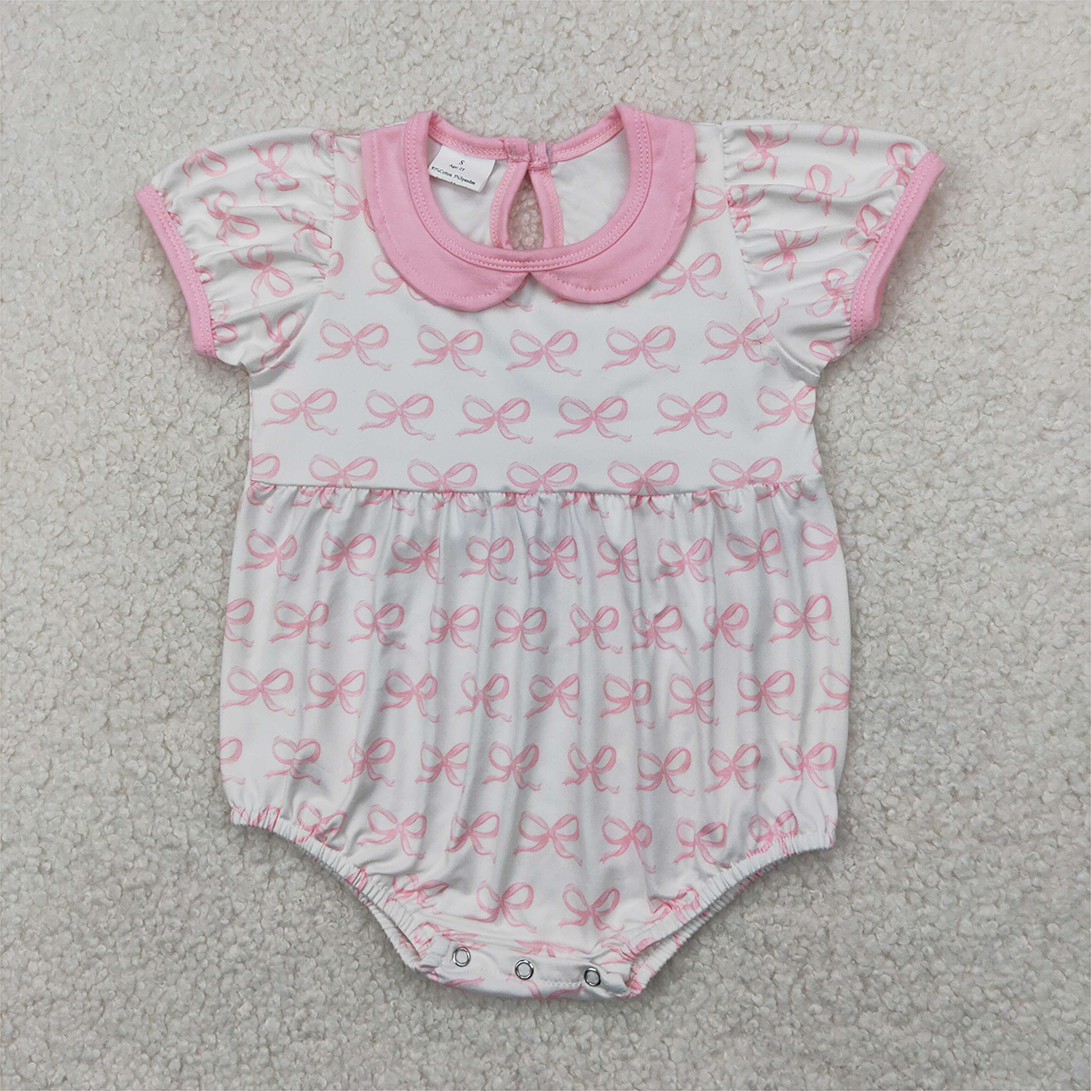 4.11 SR2893RTS NO MOQ Baby Girls Summer Rompers Short sleeves pink bow baby girls summer romper