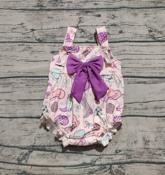 4.24 SR2897 Sample 10days Arrived RTS Straps bow boots hat western baby girls romper