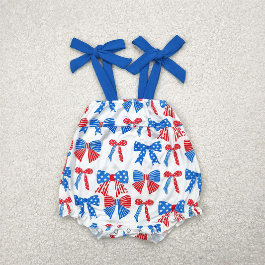 8.25  SR2902 RTS NO MOQ Baby Girls Summer Rompers baby girl clothes bow suspender romper