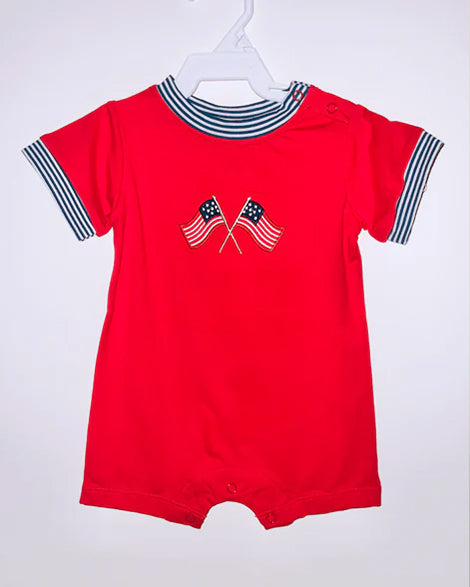 Girls Red White And Blue Stripe Tunic Top with Flag Pattern And Red White And Blue Shorts Outfit Set for 4th of July