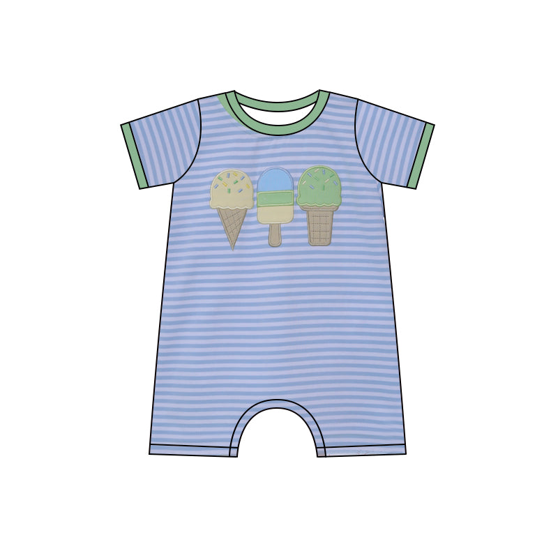 Girls Pink Stripe Popsicle Print Top Green Shorts Summer Outfit Set Children's Clothing Casual Kids' Summer Set