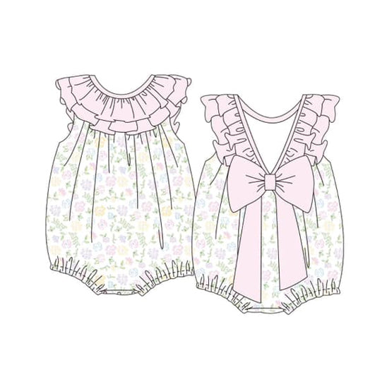 Pink Ruffle Bow Floral Summer Dress for Baby Girls Cute Infant Girl Clothing Casual Dresses for Girls 12-24 Months
