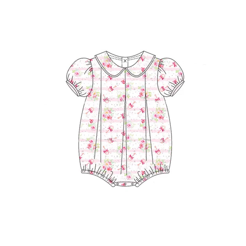 Girls Floral Stripe Tunic Ruffle Shorts Set Short Sleeves Cute Outfit for Kids