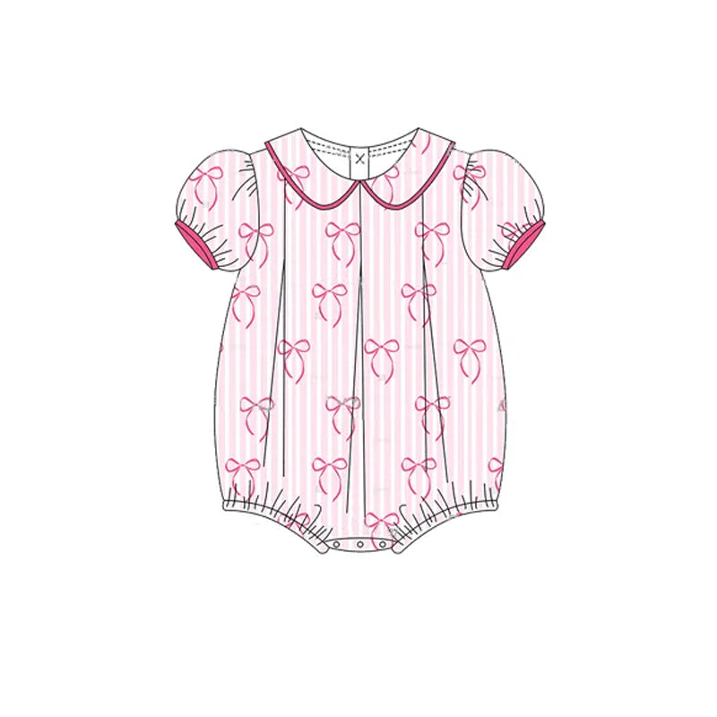 Girls Pink Stripe Bow Tunic Ruffle Shorts Outfit Set - Cute Casual Clothing for Girls