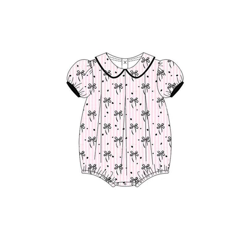 Girls Black Stripe Bow Tunic Ruffle Shorts Outfit Set Casual Comfortable Clothing for Kids
