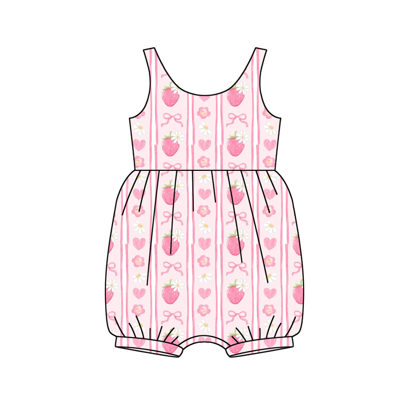 Strawberry Floral Baby Girls Dress Pink Straps Stripe Cute Infant Girl's Clothing Pink Straps Stripe Strawberry Floral Baby Girls Dresses