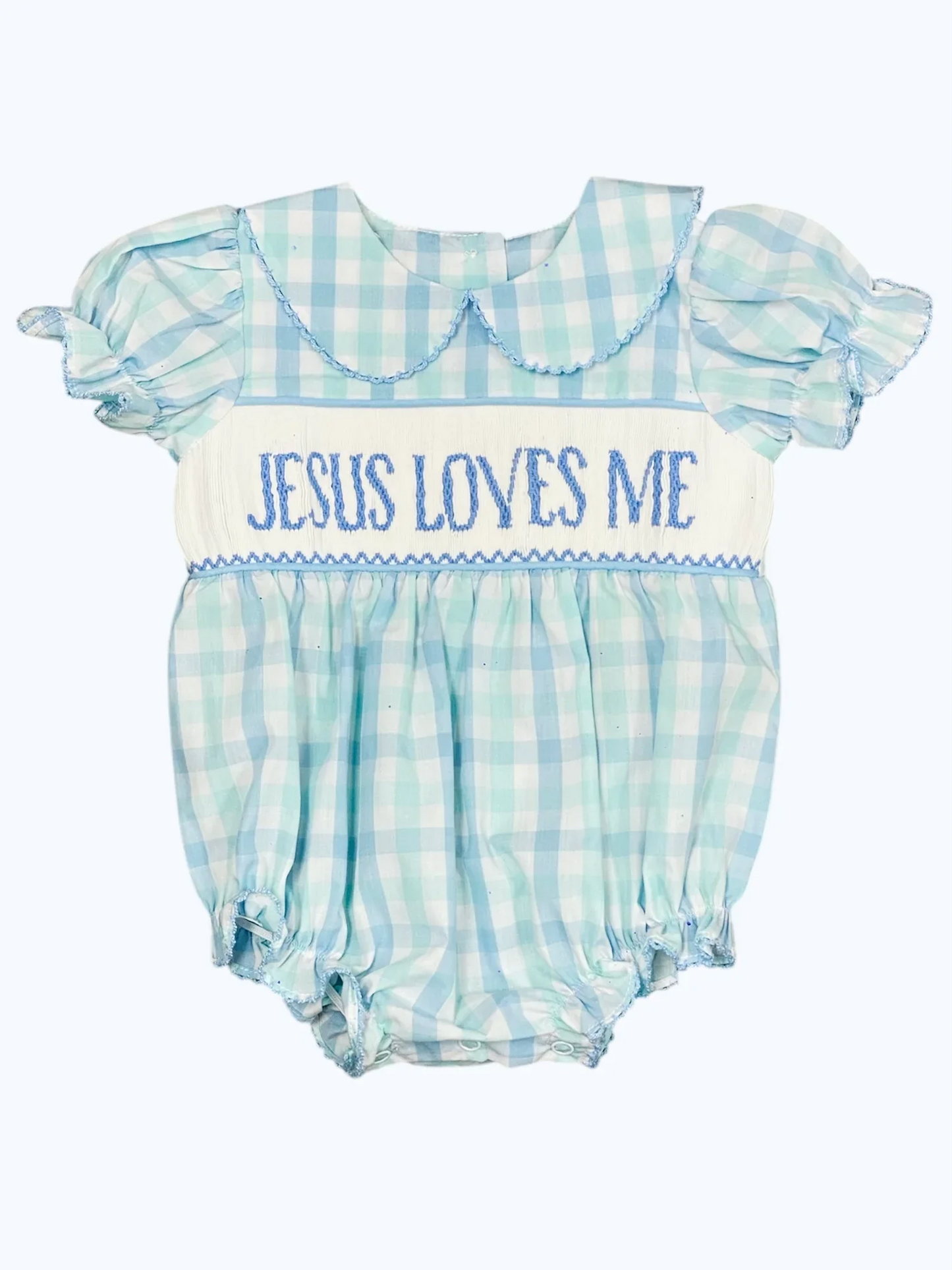 Kids Girls Plaid Dress with Flutter Sleeves 'Jesus Loves Me' Print Casual Comfortable Length Dress for Children