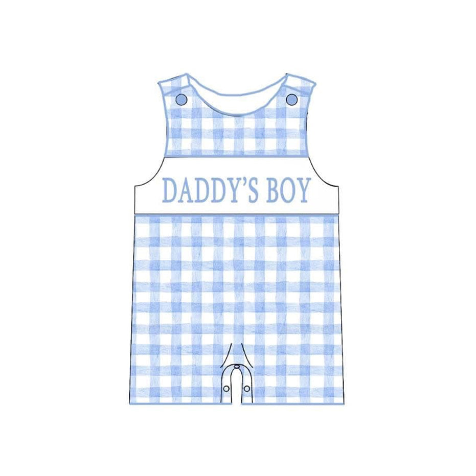 Light Blue Plaid Shorts 'Daddy's Boy' Print Boys Clothing Summer Casual Kids Fashion