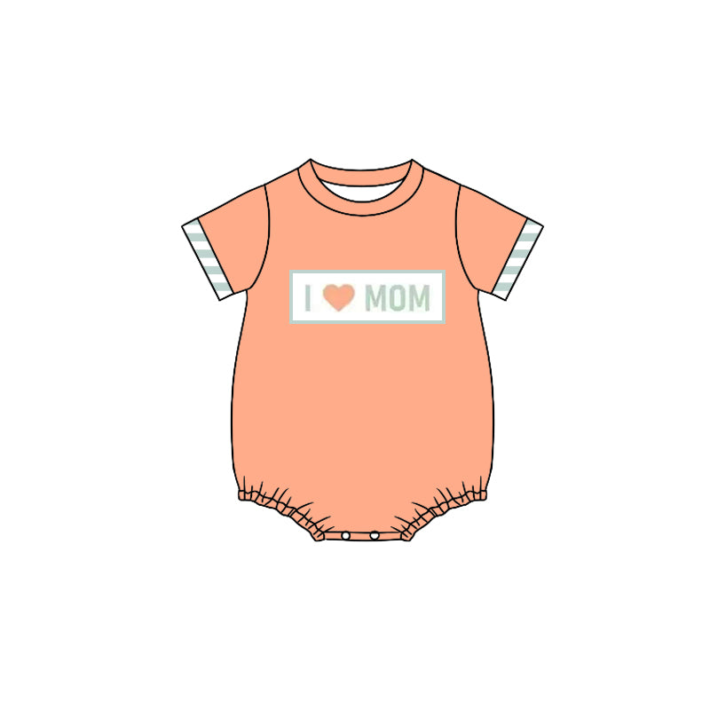 Orange I Love Mom Boys Stripe Shorts Casual Comfortable Clothing for Little Ones