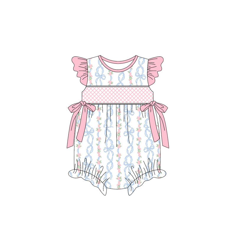 Baby Girls Blue Bow Tunic Top with Pink Ruffle Shorts Set Cute Outfit for Infants Baby Girl Clothing Set