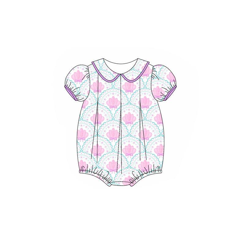 pre order Girls Summer Outfit Set Short Sleeves Shell Starfish Top Matching Shorts Casual Beachwear for Kids