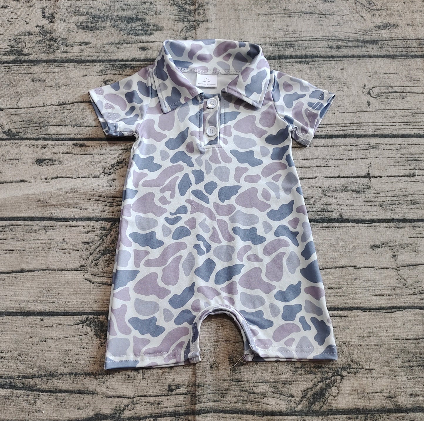 5.20 SR2973 Sample 10days Arrived RTS Short sleeves grey camo baby boys polo romper