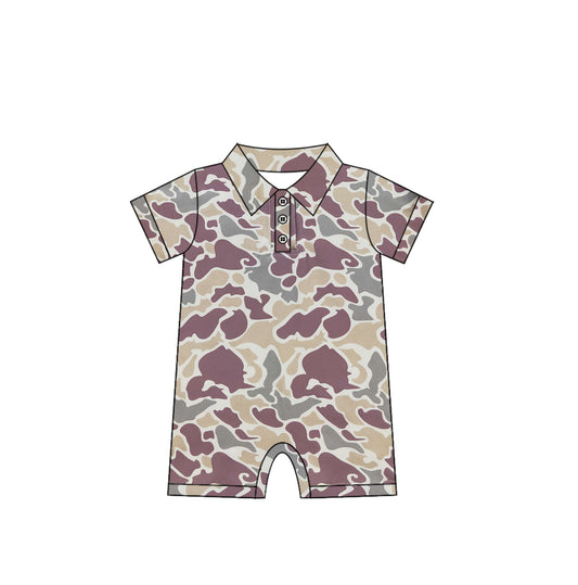 6.04   SR2974 Pre order Short sleeves khaki camo baby boys polo romper