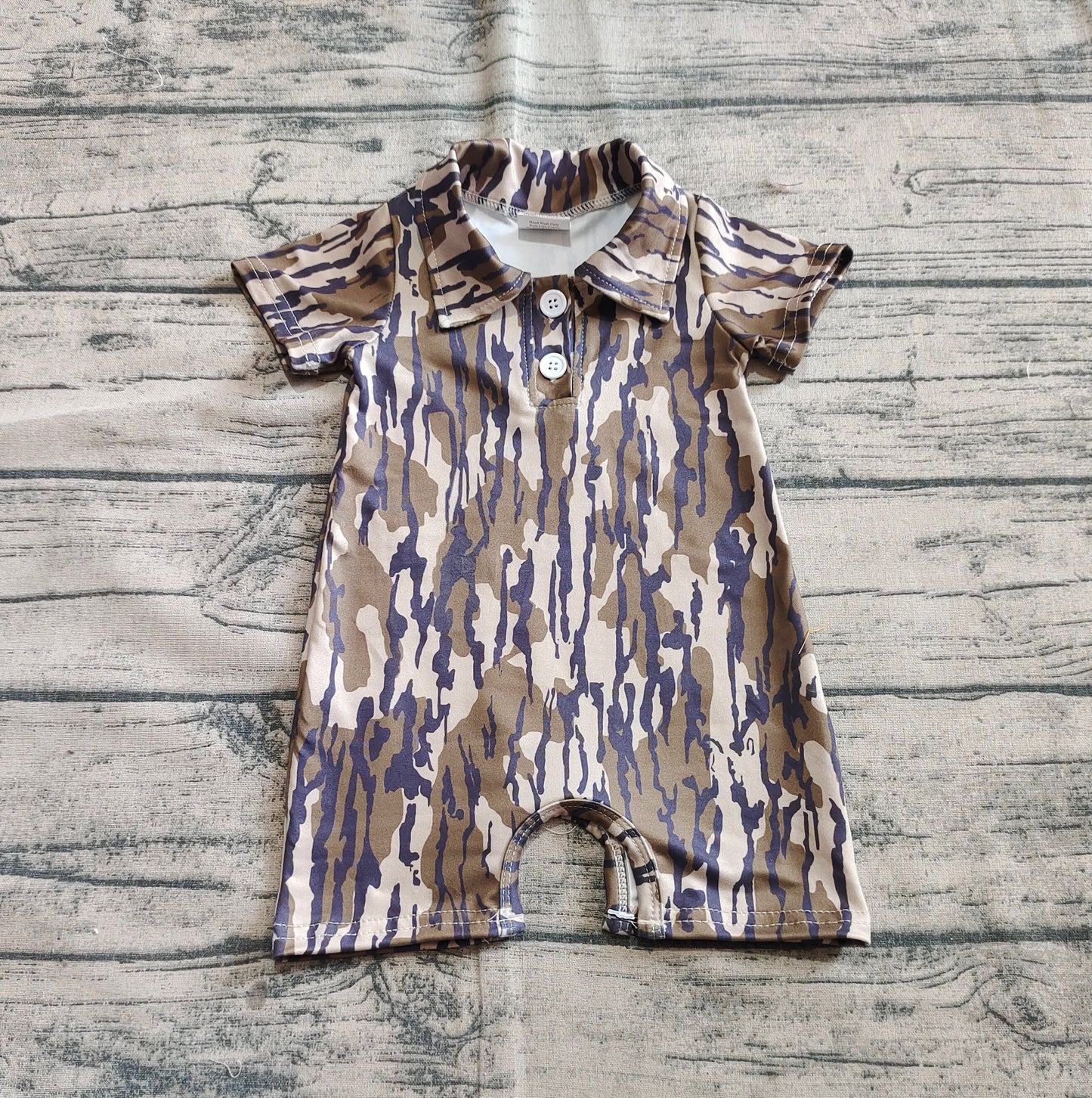 5.20 SR2976 Sample 10days Arrived RTS Short sleeves bottomland camo baby boys polo romper
